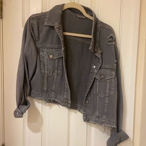 cute jean jacket size small grey